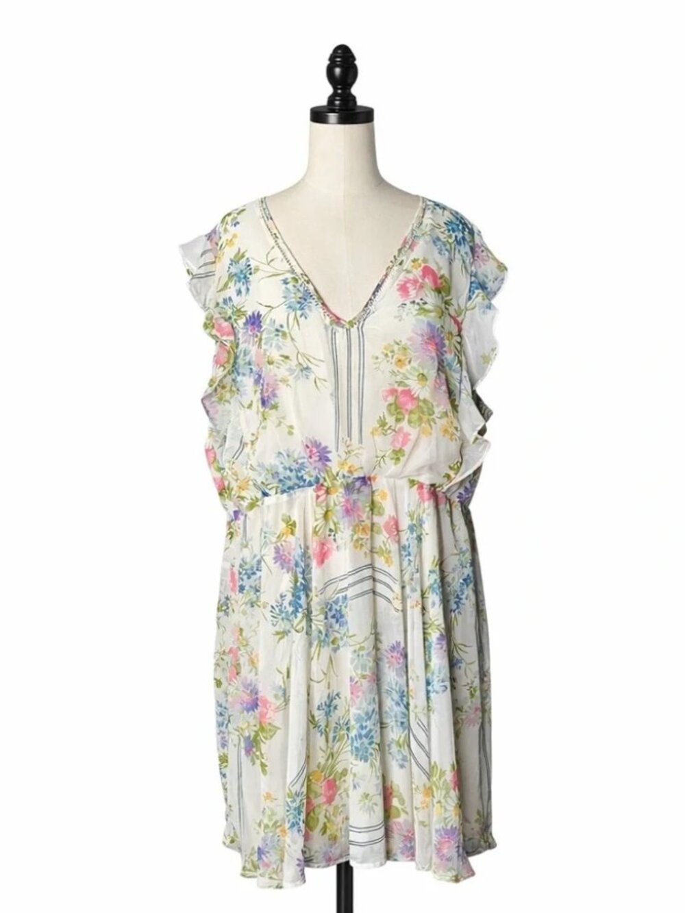 ASOS Floral Ruffle Sleeve V-Neck Dress Size US 24